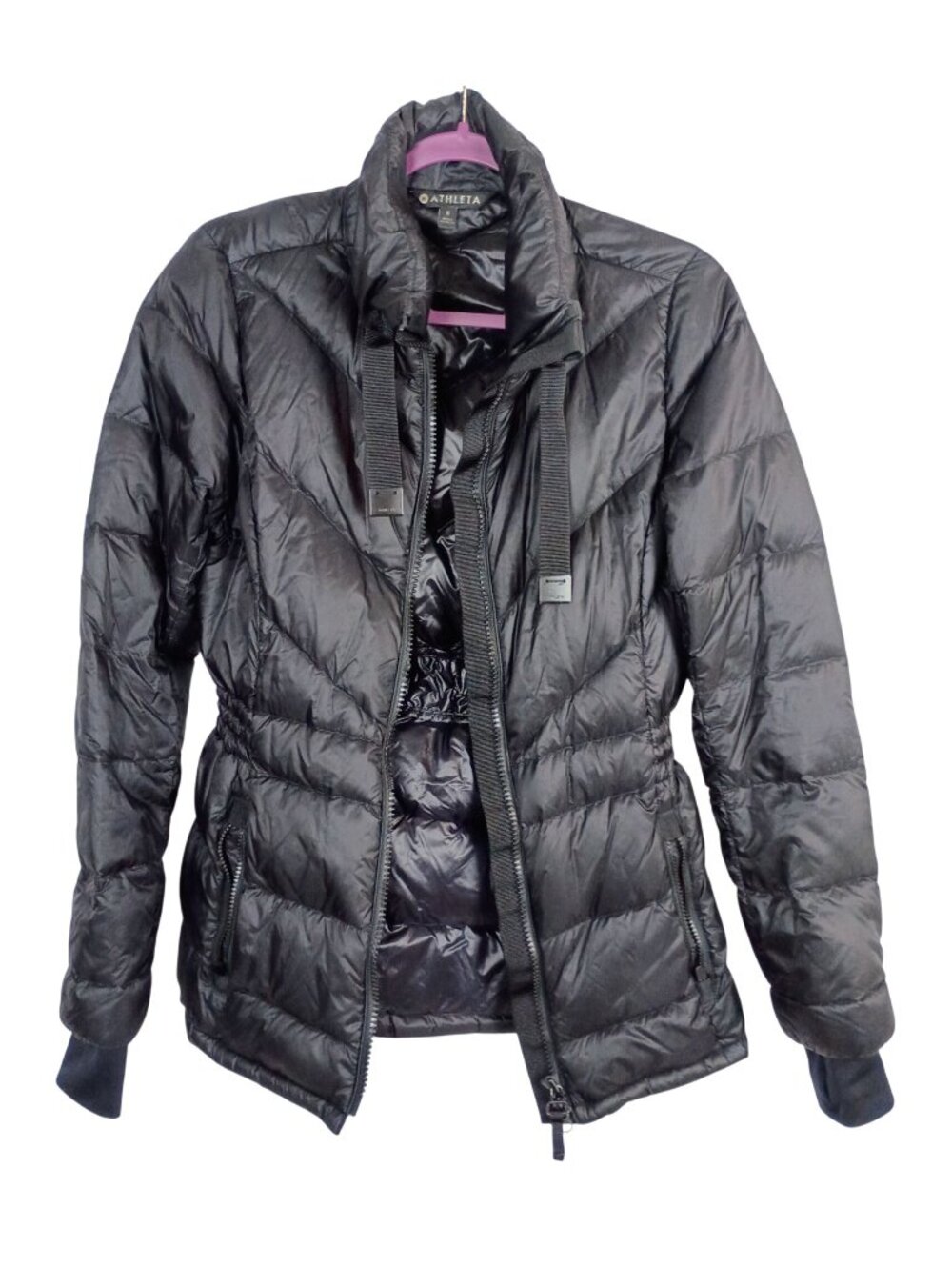 Athleta Banner Peak Down Puffer Jacket Womens S Black 800 Fill Goose Down